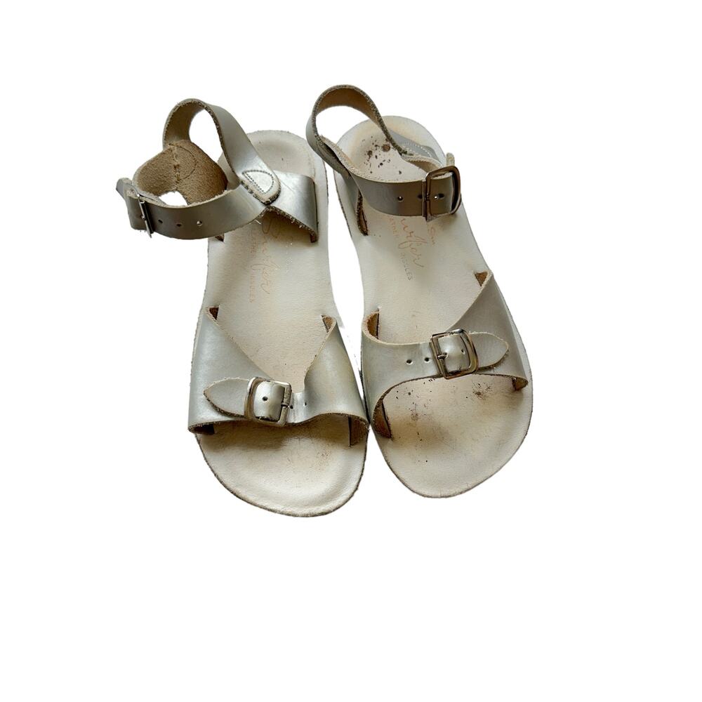 Saltwater Surfer White Leather Sandals - Girls Size 12